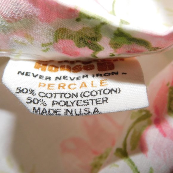 VTG Burlington House Full Double Pink Floral Ruffle Edge Flat Sheet Shabby chic - Picture 3 of 10